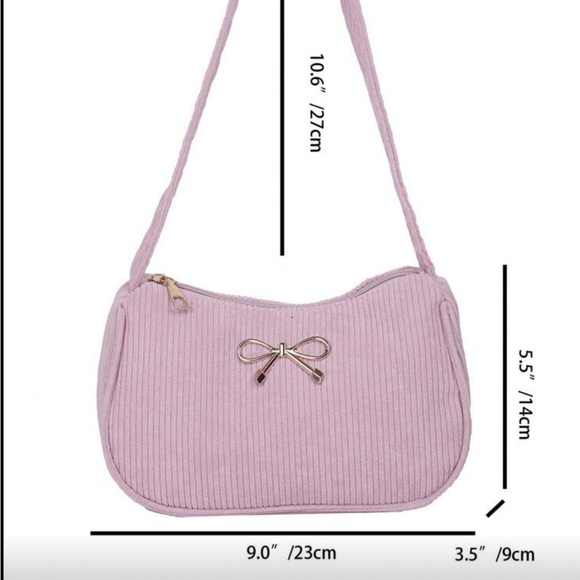 ⚠️Clearance Gold Bow Accent Pink Lightweight Women's Shoulder Bag - Picture 8 of 8